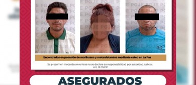 Aseguran PGJE - SEDENA a tres personas y narcóticos durante cateo en una colonia de La Paz