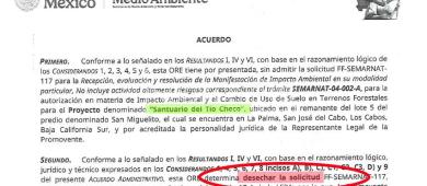 Semarnat desechó solicitud de la MIA para el proyecto Santuario del Tío Checo