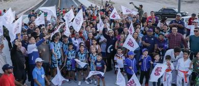 Inaugura Milena Quiroga obra de pavimentación de acceso al CDM “El Piojillo”