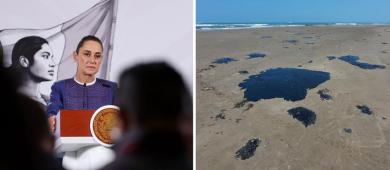 Sheinbaum informa que siguen trabajando para contener derrame de crudo en golfo de México