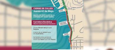 Anuncian cierres viales en el malecón de La Paz por carrera de Off Road NORRA Baja 2026