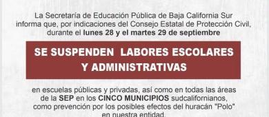 Suspenden clases y labores administrativas el martes; “alerta máxima” en islas de Baja California Sur