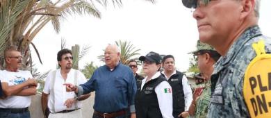 Supervisan Víctor Castro y coordinadora nacional de Protección Civil refugios ante la llegada de Polo